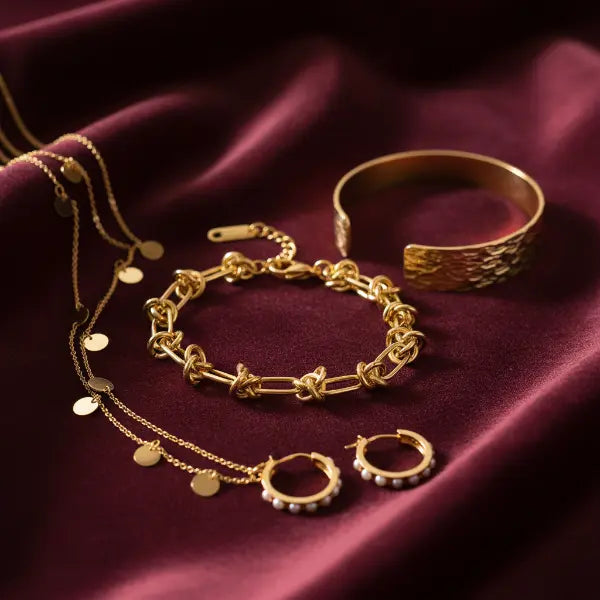 Gold knot bracelet styled shot