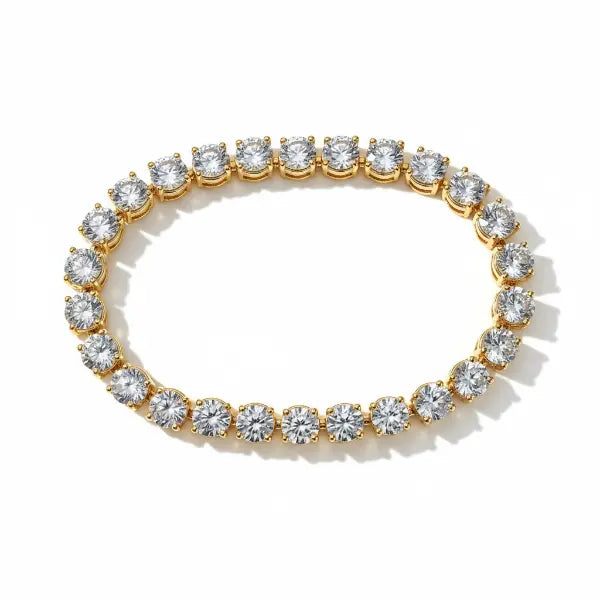 Gold tennis bracelet - white background