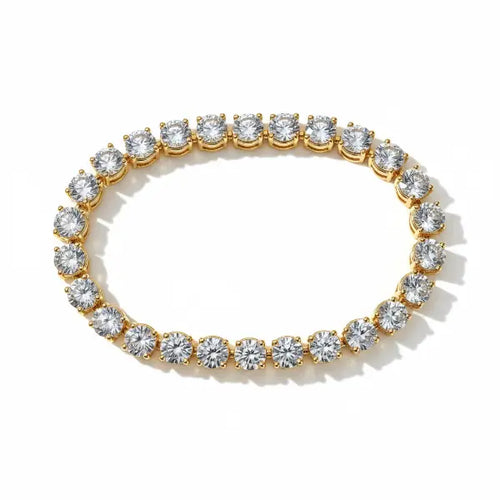 Gold tennis bracelet - white background