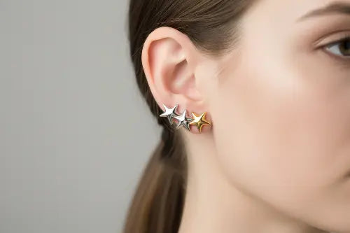 Model Wearing Earrings
