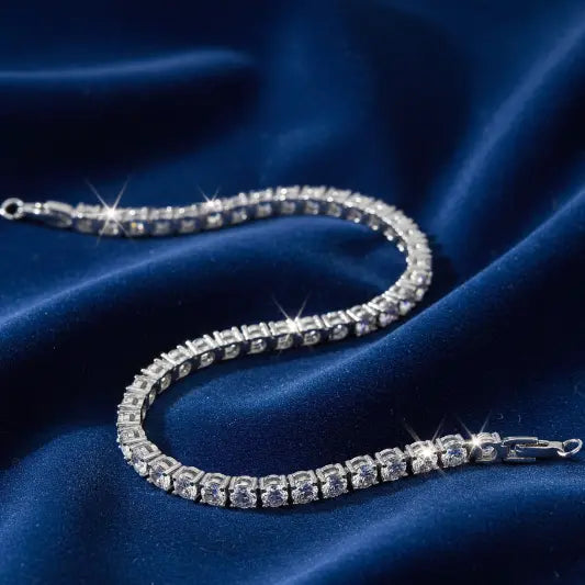 Silver tennis bracelet styled shot