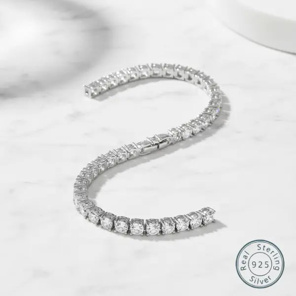 Silver tennis bracelet - white background