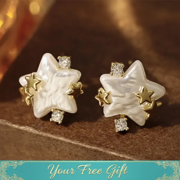 Star earrings with turquoise banner